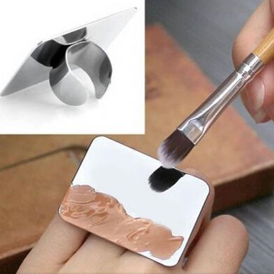 Палітра на палець для змішування косметики (прямокутна) металева