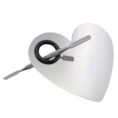 Палитра-сердечко стальная для смешивания + шпатель