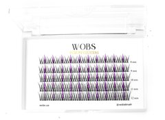 Накладні пучкові вії 200шт Wobs Fairy Lashes 20D 5 стрічок, пучки розмір 8-9-10-11-12mm Фіолетового кольору