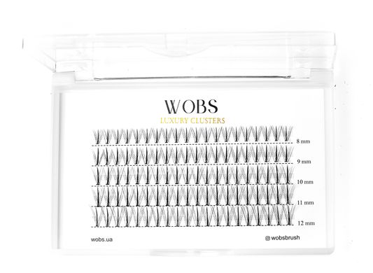 False bundle eyelashes Wobs 100 pcs Crease cross Sunray 10D 0.07 5tape bundles size 8, 9,10, 11, 12mm, black, mix