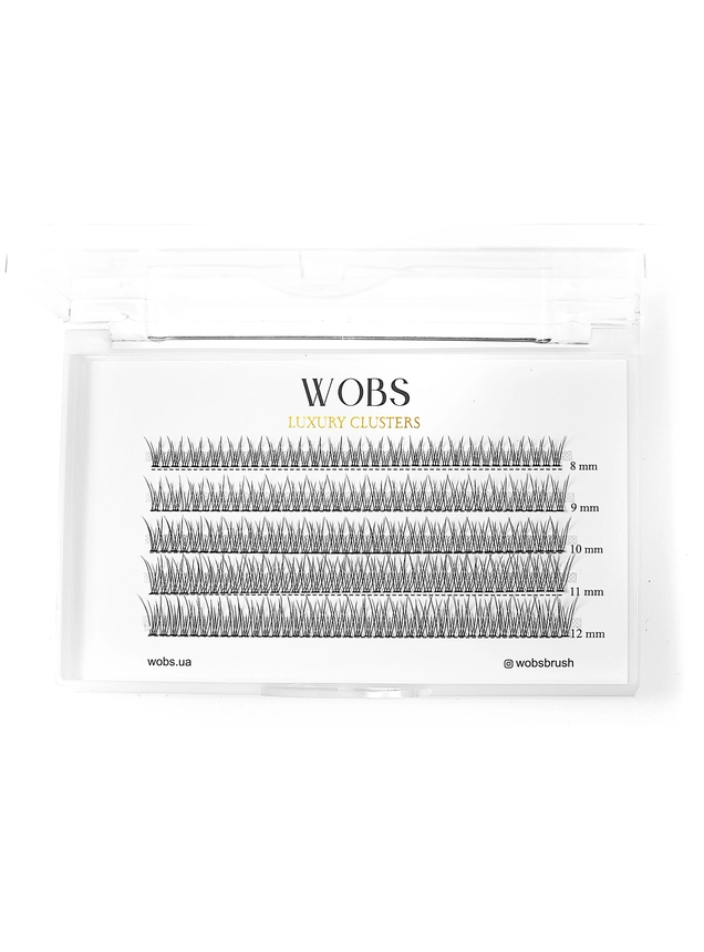 Накладные пучковые ресницы 200шт Wobs FISH TAIL 10D 0.07 5 лент пучки размер 8-9-10-11-12mm