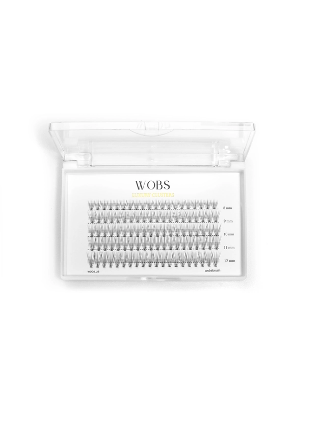 Накладные пучковые ресницы 100шт Wobs Crease cross 10D 0.07 5 лент пучки размер 8, 9,10, 11, 12 mm FOXY