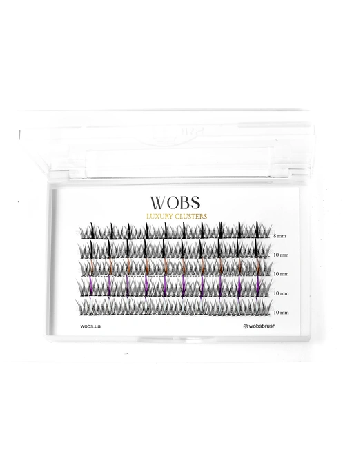 Накладные пучковые ресницы 200шт Wobs Fairy Lashes 20D 5 лент пучки размер 8-9-10-11-12mm MIX COLOR