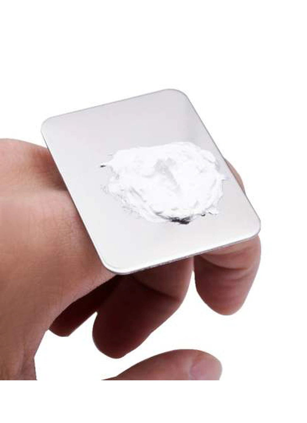 Палитра-кольцо на палец для смешивания косметики (прямоугольная) металлическая