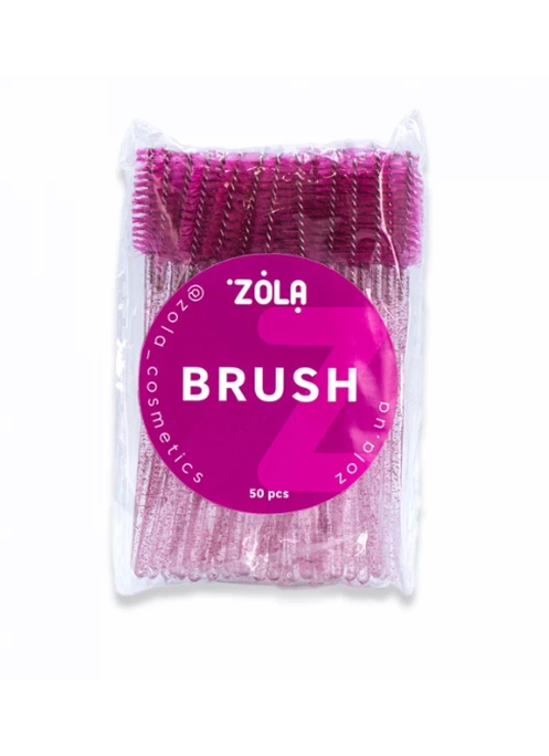ZOLA ЩЕТОЧКА ОДНОРАЗОВАЯ УПАКОВКА 50 ШТ (МАЛИНОВАЯ С ПРОЗРАЧНОЙ РУЧКОЙ(С БЛЕСТКАМИ))