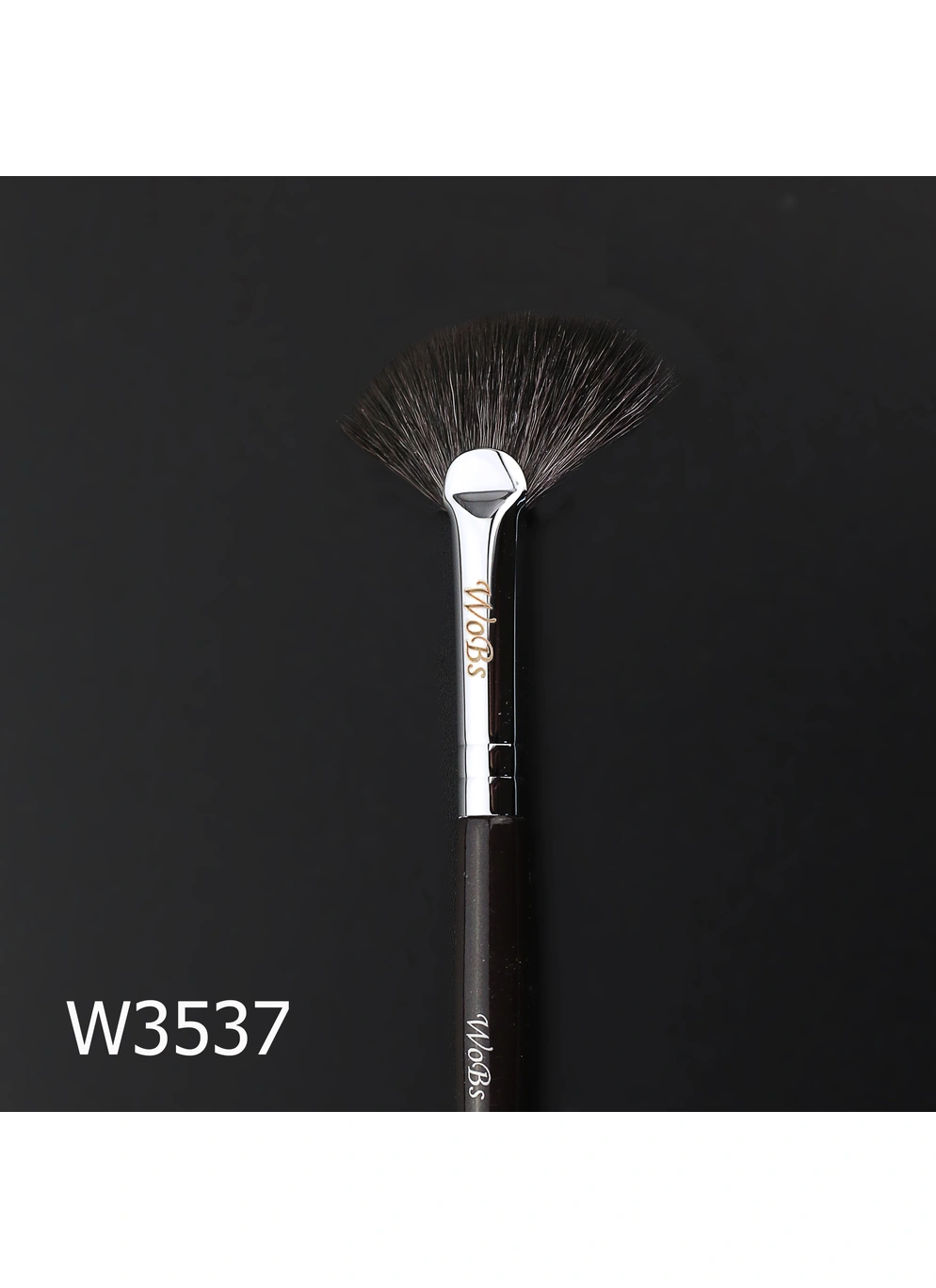 Скошенная веерная кисть для теней и хайлайтер W3537 из ворса козы