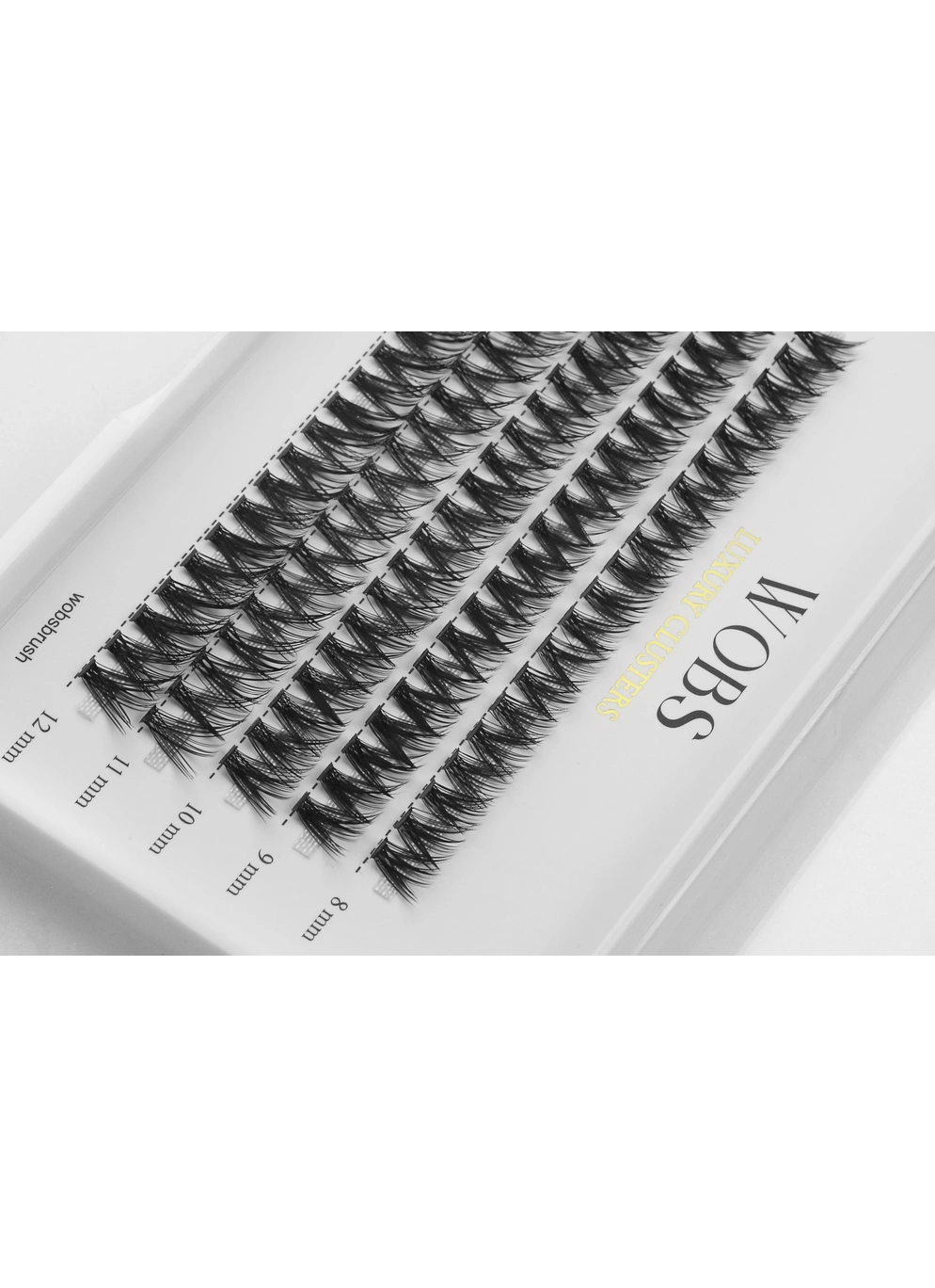 Накладные пучковые ресницы 100шт Wobs Crease cross 30D 5 лент пучки размер 8, 9,10, 11, 12mm