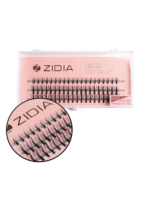ZIDIA Cluster lashes Ресницы-пучки 16D KIM C 0,10 MIX (3 ленты, размер 8, 10, 12 мм)