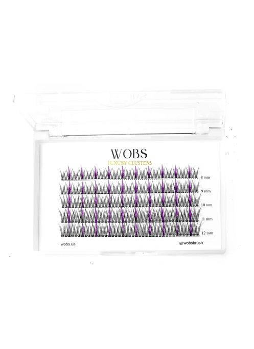 Накладные пучковые ресницы 200шт Wobs Fairy Lashes 20D 5 лент пучки размер 8-9-10-11-12mm PURPUL