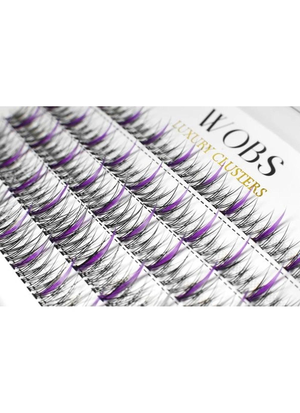 Накладные пучковые ресницы 200шт Wobs Fairy Lashes 20D 5 лент пучки размер 8-9-10-11-12mm PURPUL