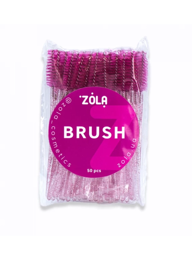 ZOLA ЩЕТОЧКА ОДНОРАЗОВАЯ УПАКОВКА 50 ШТ (МАЛИНОВАЯ С ПРОЗРАЧНОЙ РУЧКОЙ(С БЛЕСТКАМИ))