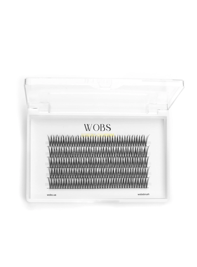 Накладные пучковые ресницы 200шт Wobs FISH TAIL 20D 0.1 5 лент пучки размер 14mm