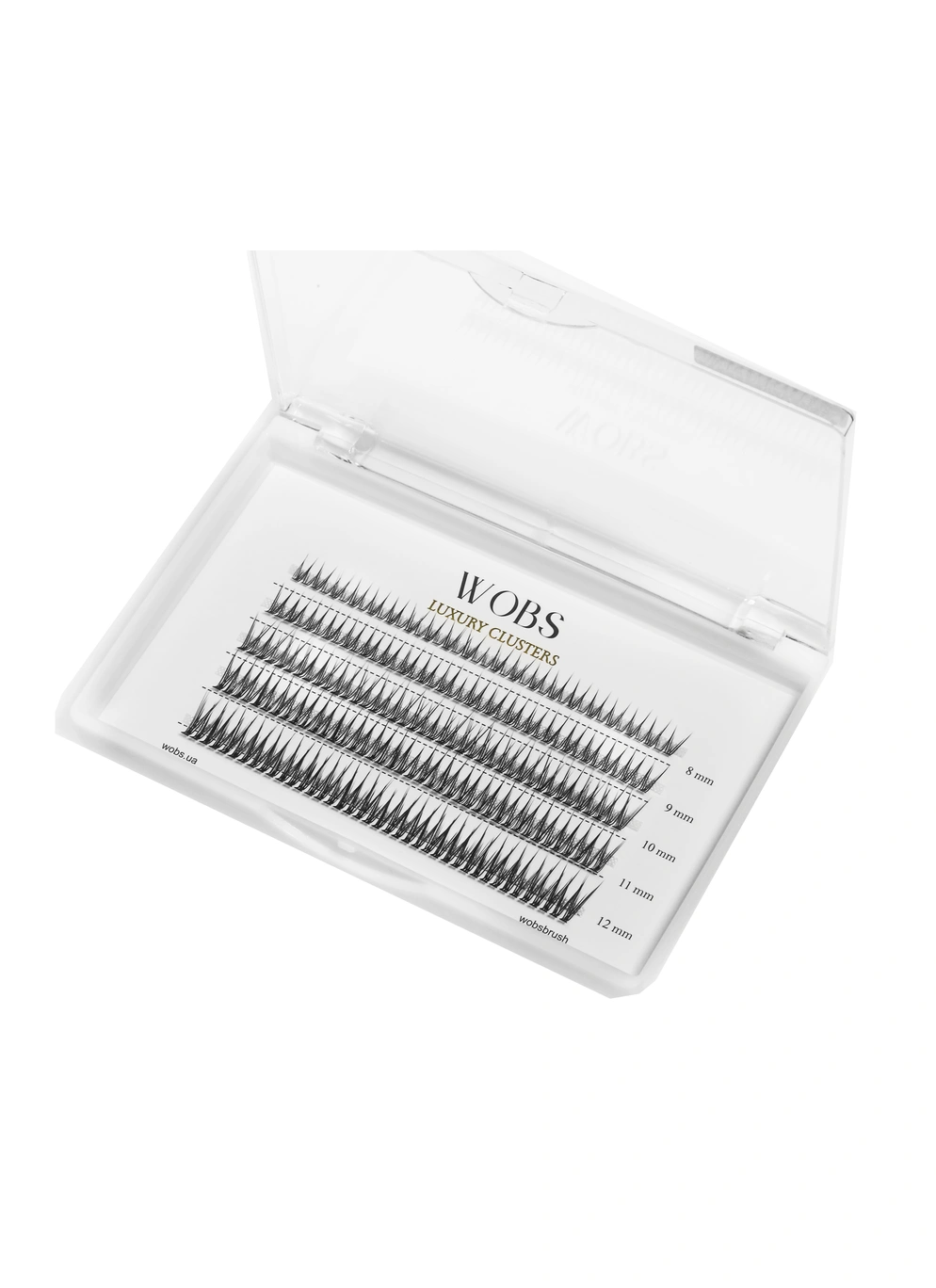 Накладные пучковые ресницы 200шт Wobs FISH TAIL 20D 0.1 5 лент пучки размер 8-9-10-11-12mm FOXY