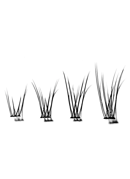 Накладные пучковые ресницы 120шт Wobs FISH TAIL 20F 0.07 12 лент пучки размер 8, 10, 12, 14 мм