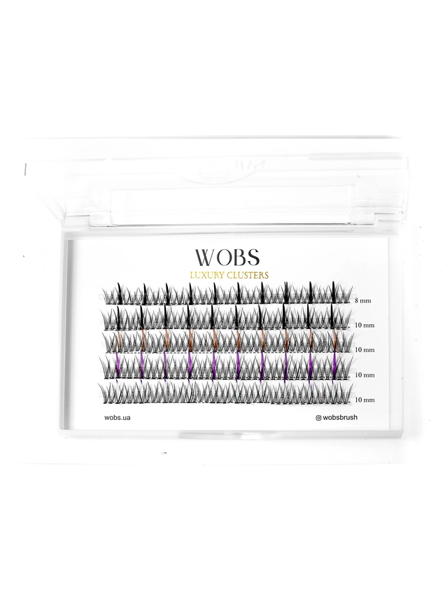 Накладные пучковые ресницы 200шт Wobs Fairy Lashes 20D 5 лент пучки размер 8-9-10-11-12mm MIX COLOR