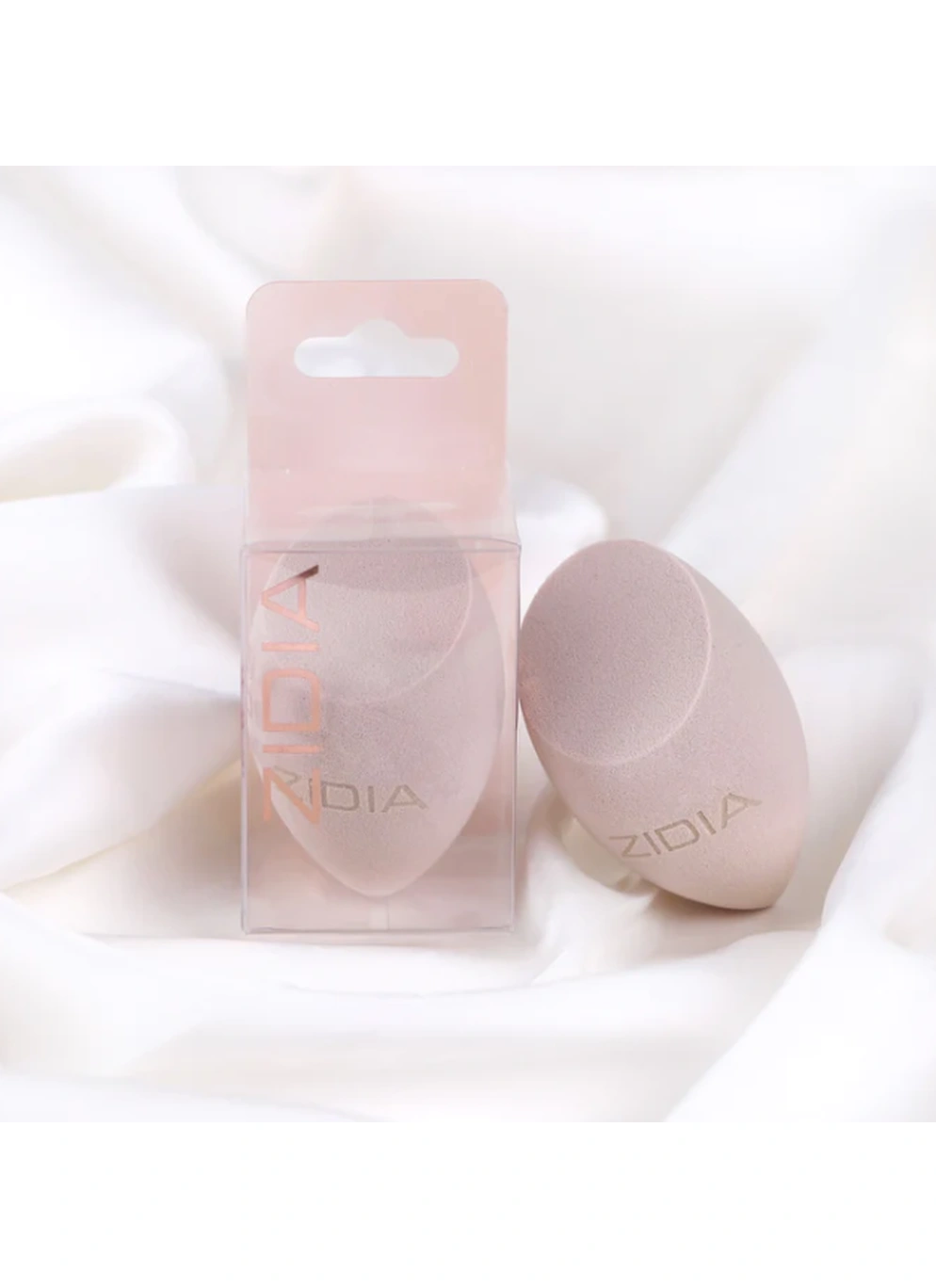 Спонж ZIDIA MakeUp Blender "Frieda", срезанная капля, серый в коробочке (без латекса)