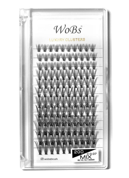 Накладные пучковые ресницы 120шт Wobs Crease cross 20D 0.07 12 лент пучки размер 8, 10, 12, 14 мм