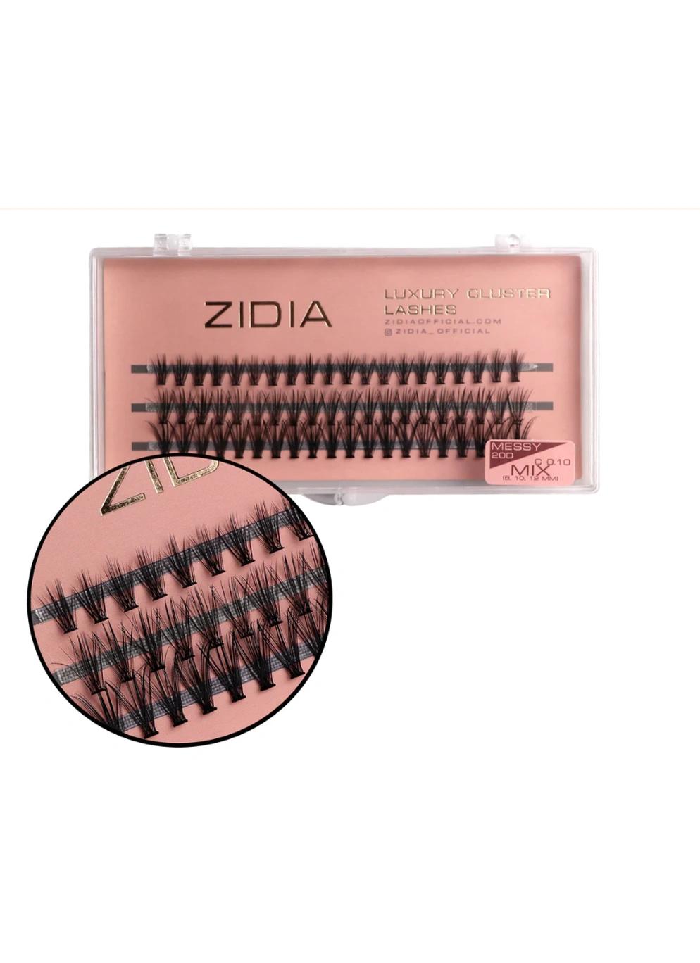 ZIDIA Cluster lashes 20D Messy C 0,10 MIX (3 ленты, размер 8, 10, 12 mm)
