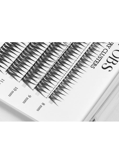 Накладные пучковые ресницы 200шт Wobs FISH TAIL 20D 0.1 5 лент пучки размер 8-9-10-11-12mm FOXY
