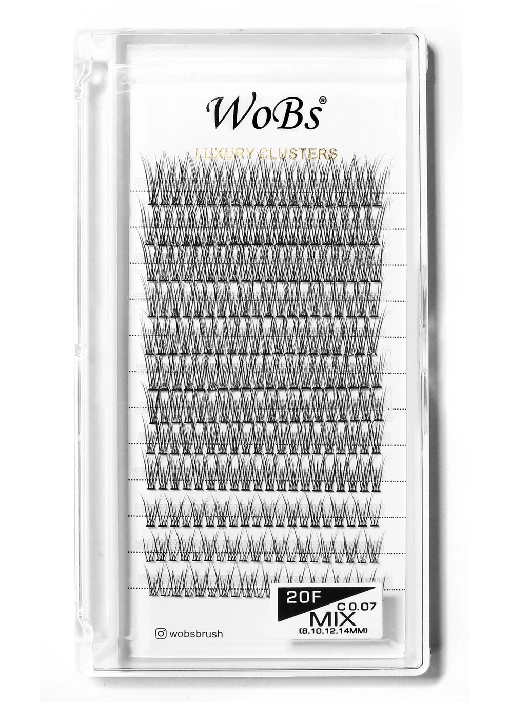Накладные пучковые ресницы 120шт Wobs FISH TAIL 20F 0.07 12 лент пучки размер 8, 10, 12, 14 мм
