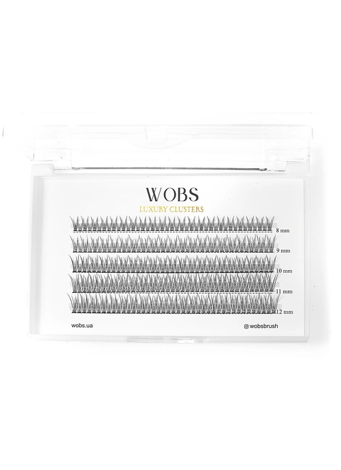Накладные пучковые ресницы 200шт Wobs FISH TAIL 10D 0.07 5 лент пучки размер 8-9-10-11-12mm
