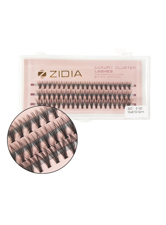 ZIDIA Cluster lashes Ресницы-пучки 20D C 0,10 Mix (3 ленты, размер 8, 10, 12 мм)