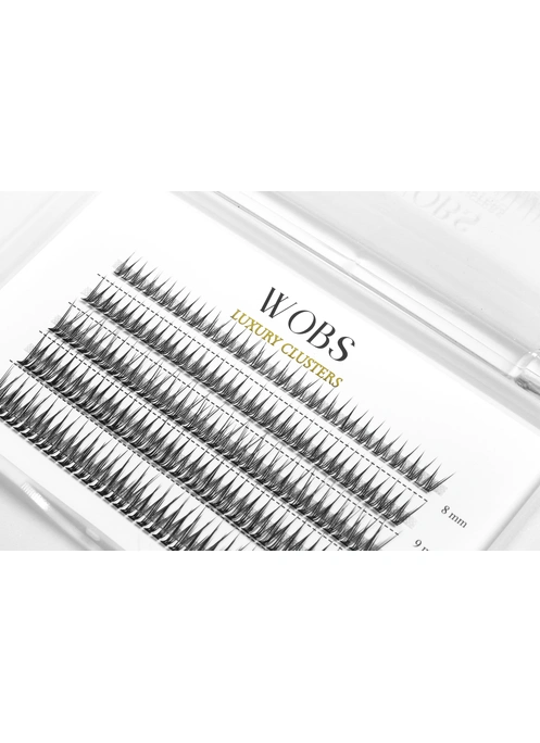 Накладные пучковые ресницы 200шт Wobs FISH TAIL 20D 0.1 5 лент пучки размер 8-9-10-11-12mm FOXY