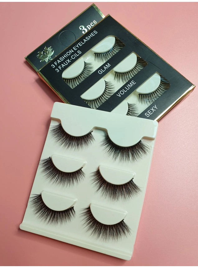 Ленточные шелковые накладные ресницы (3 пары)