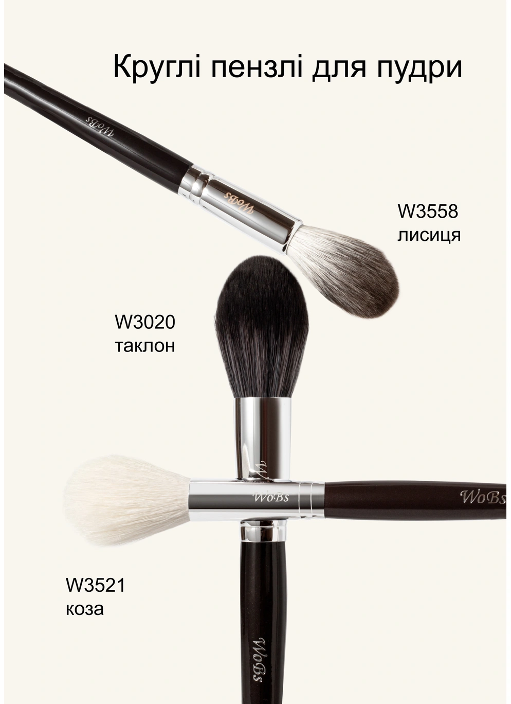 Кисть для пудри W3020 кругла форма, синтетичний ворс