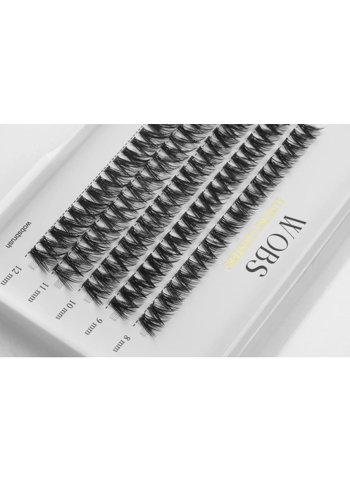 Накладные пучковые ресницы 100шт Wobs Crease cross 30D 5 лент пучки размер 8, 9,10, 11, 12mm