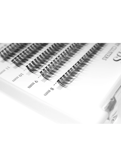 Накладные пучковые ресницы 200шт Wobs FISH TAIL 20D 0.1 5 лент пучки размер 8-9-10-11-12mm