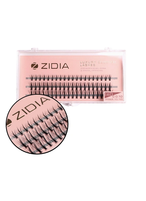 ZIDIA Cluster lashes Ресницы-пучки 16D KIM C 0,10 MIX (3 ленты, размер 8, 10, 12 мм)