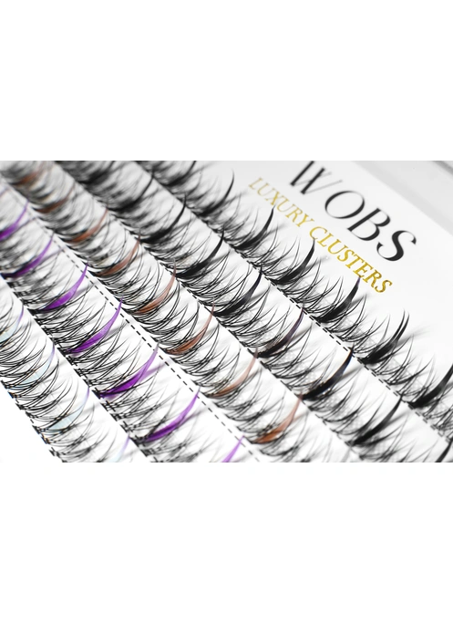 Накладные пучковые ресницы 200шт Wobs Fairy Lashes 20D 5 лент пучки размер 8-9-10-11-12mm MIX COLOR