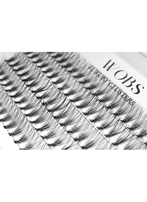 Накладные пучковые ресницы 100шт Wobs Crease cross 20D 5 лент пучки размер12mm