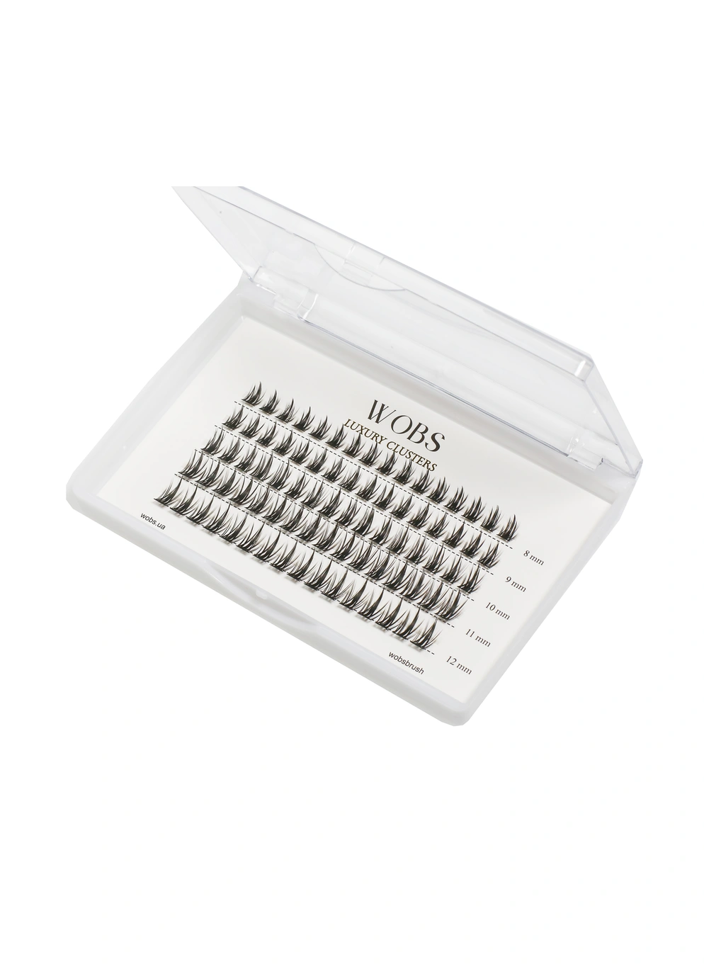 Накладные пучковые ресницы 100шт Wobs Crease cross 10D 0.07 5 лент пучки размер 8, 9,10, 11, 12 mm XEM