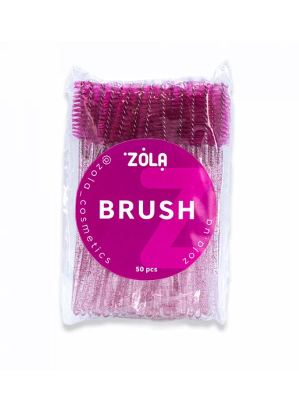 ZOLA ЩІТОЧКА ОДНОРАЗОВА УПАКОВКА 50 ШТ (МАЛИНОВА З ПРОЗОРОЮ РУЧКОЮ (З БЛИСКІТКАМИ))