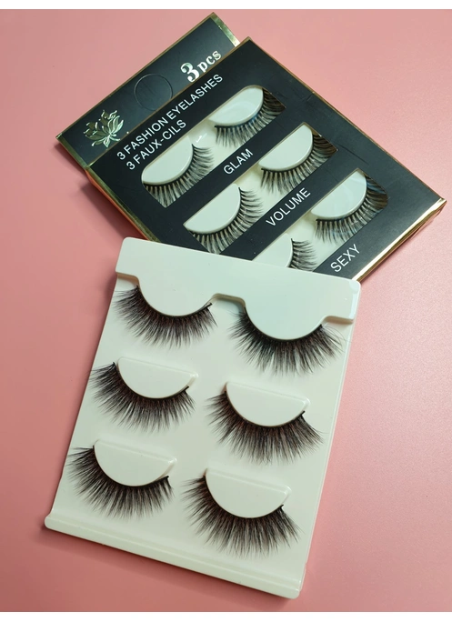 Ленточные шелковые накладные ресницы (3 пары)